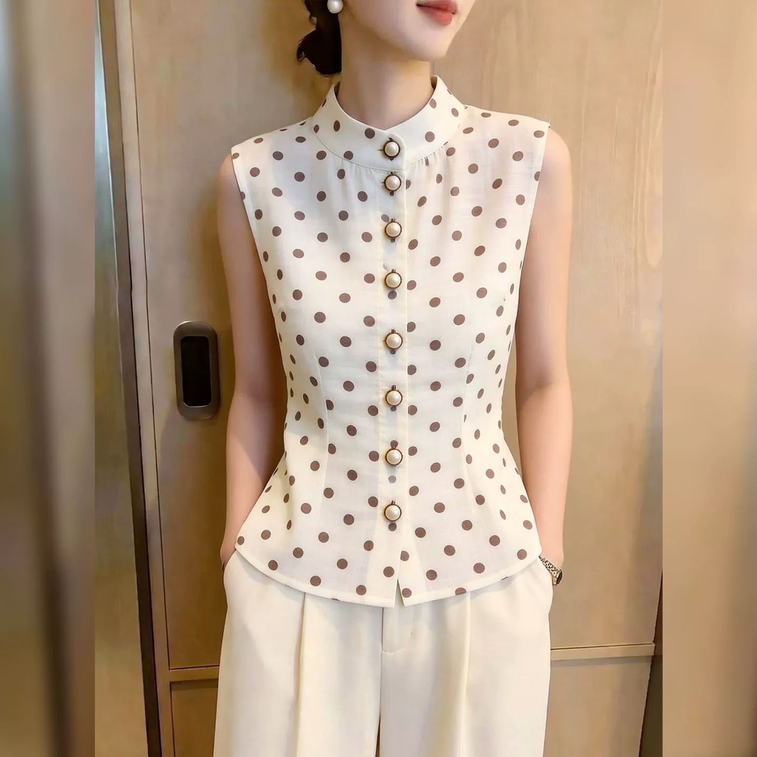 Mandarin Collar Sleeveless Pol - огляд і ціна Mandarin Collar Formal Shirt Slim Fit