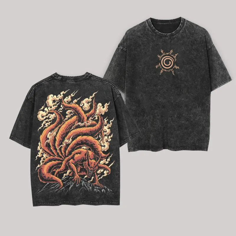 Kurama T Shirt Kyuubi Naruto V - огляд і ціна Acid Wash Vintage Graphic T Shirt