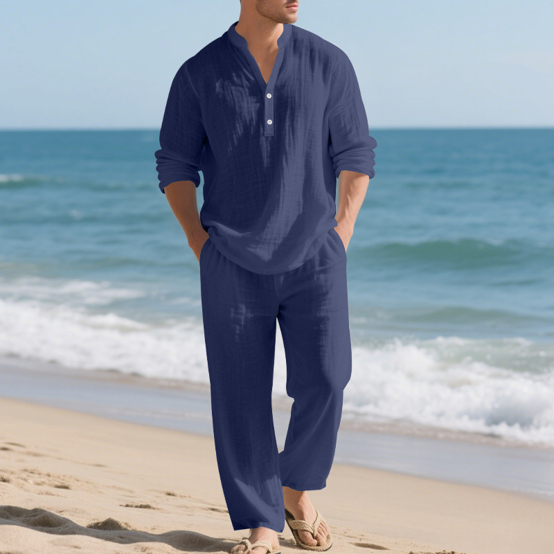 Linen Autumn New Men's Suit Be - огляд і ціна Mens Linen Shirt Long Sleeve
