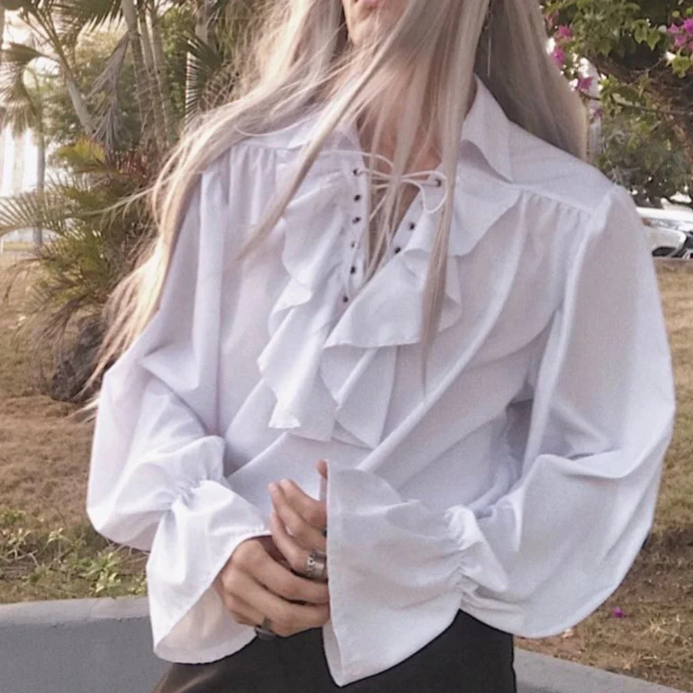 Men Pirate Shirt Vampire Princ - огляд і ціна Medieval Gothic Lace Up Pirate Shirt