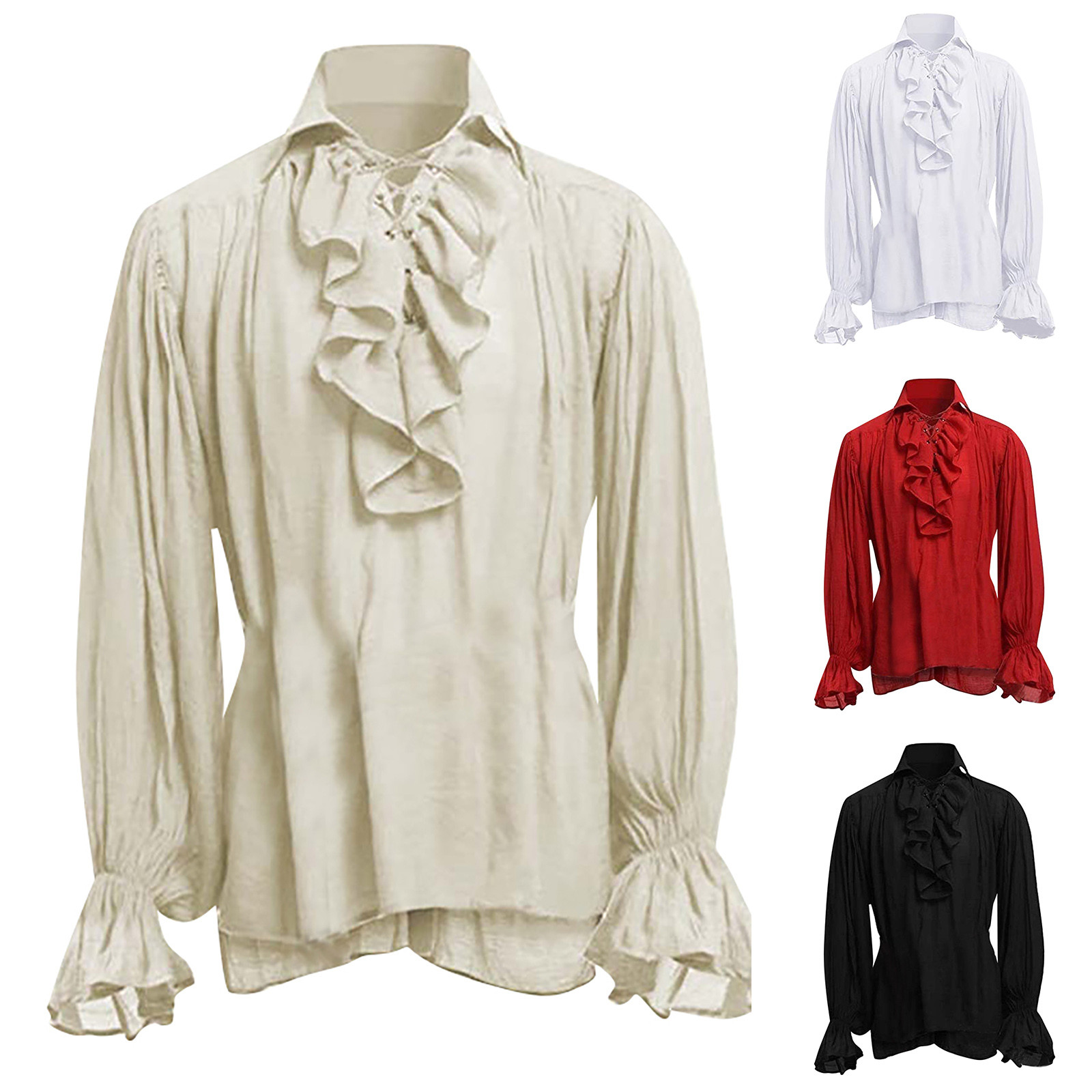 Mens Halloween Lace Up Pirate  - огляд і ціна Medieval Gothic Lace Up Pirate Shirt