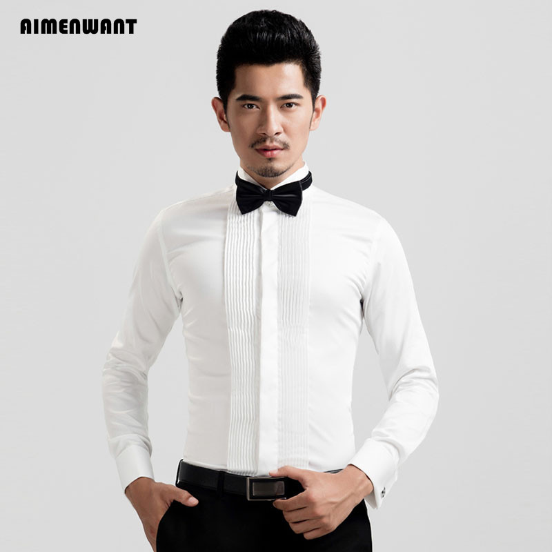 AIMENWANT 2024 Tuxedo Shirts M - огляд і ціна Mandarin Collar Formal Shirt Slim Fit