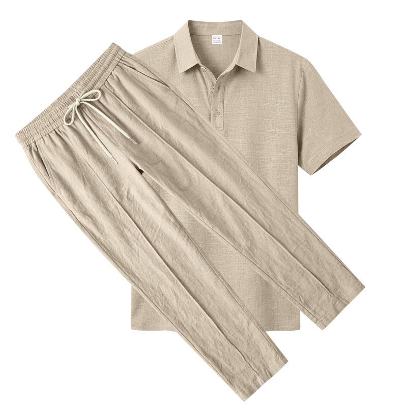 Men's 2 Piece Polo Set Short S - огляд і ціна Mens Linen Shirt Long Sleeve