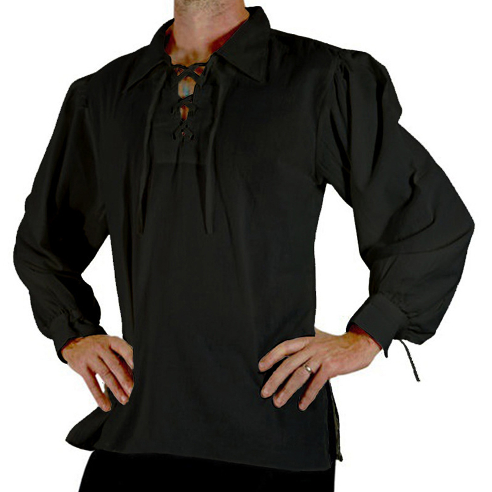 Men Medieval Renaissance Costu - огляд і ціна Medieval Gothic Lace Up Pirate Shirt