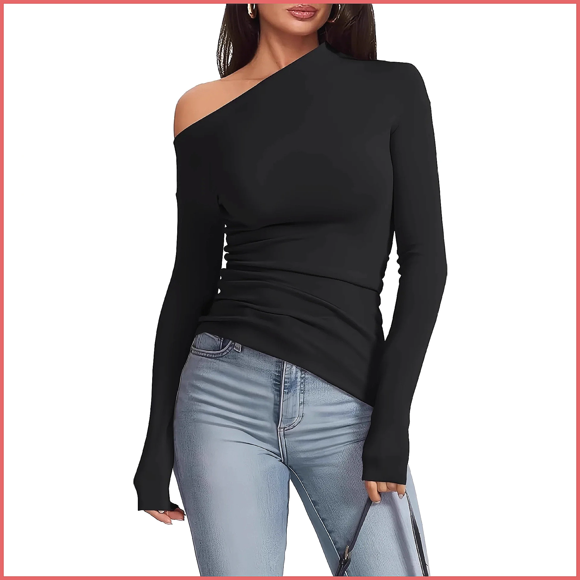 Off-Shoulder Long Sleeve T-Shi - огляд і ціна T-Shirts