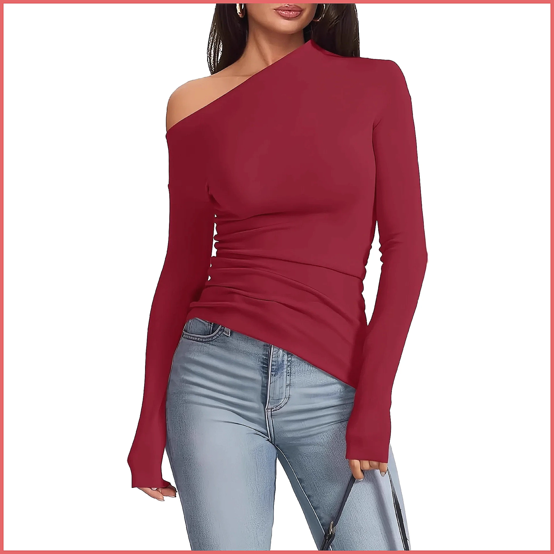 Off-Shoulder Long Sleeve T-Shi - огляд і ціна T-Shirts