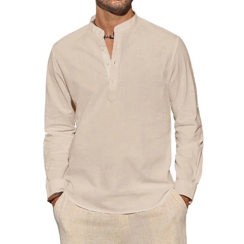 Men's Long Sleeve T-Shirts Cas - огляд і ціна Mens Linen Shirt Long Sleeve