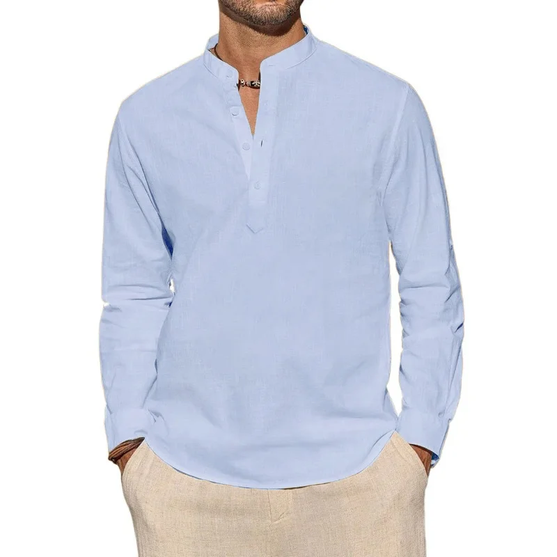 Men's Long Sleeve T-Shirts Cas - огляд і ціна Mens Linen Shirt Long Sleeve