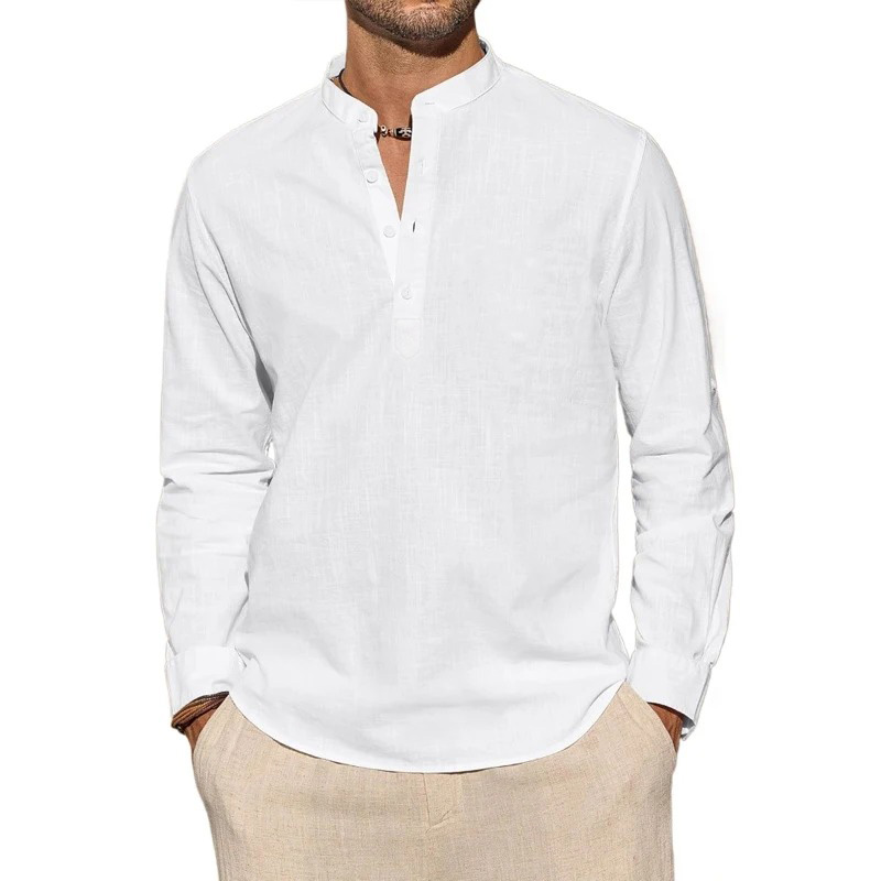 Men's Long Sleeve T-Shirts Cas - огляд і ціна Mens Linen Shirt Long Sleeve