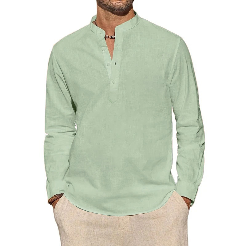 Men's Long Sleeve T-Shirts Cas - огляд і ціна Mens Linen Shirt Long Sleeve