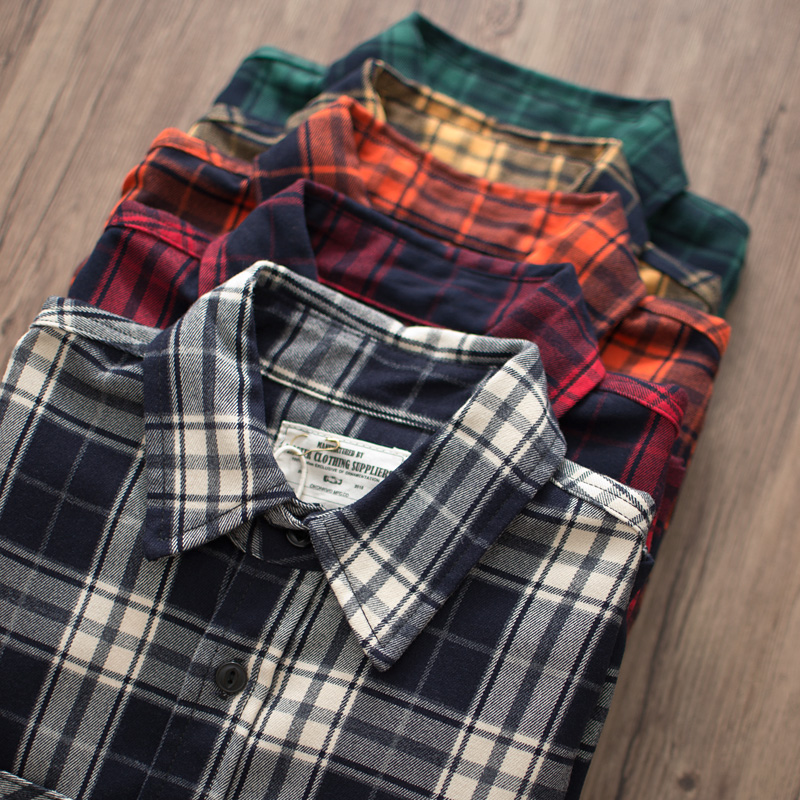Autumn New American Retro 300g - огляд і ціна Flannel Plaid Shirt Heavy Weight