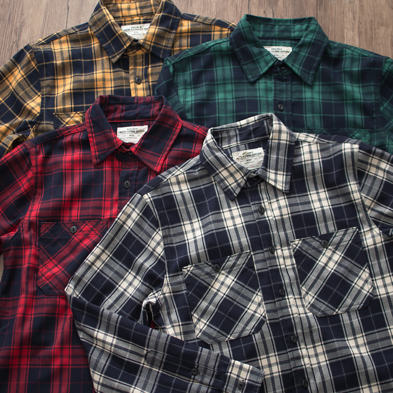 Autumn New American Retro 300g - огляд і ціна Flannel Plaid Shirt Heavy Weight