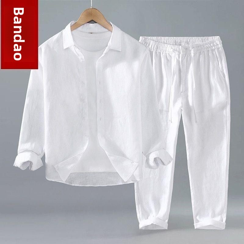 Loose Linen Men's Casual Short - огляд і ціна Mens Linen Shirt Long Sleeve
