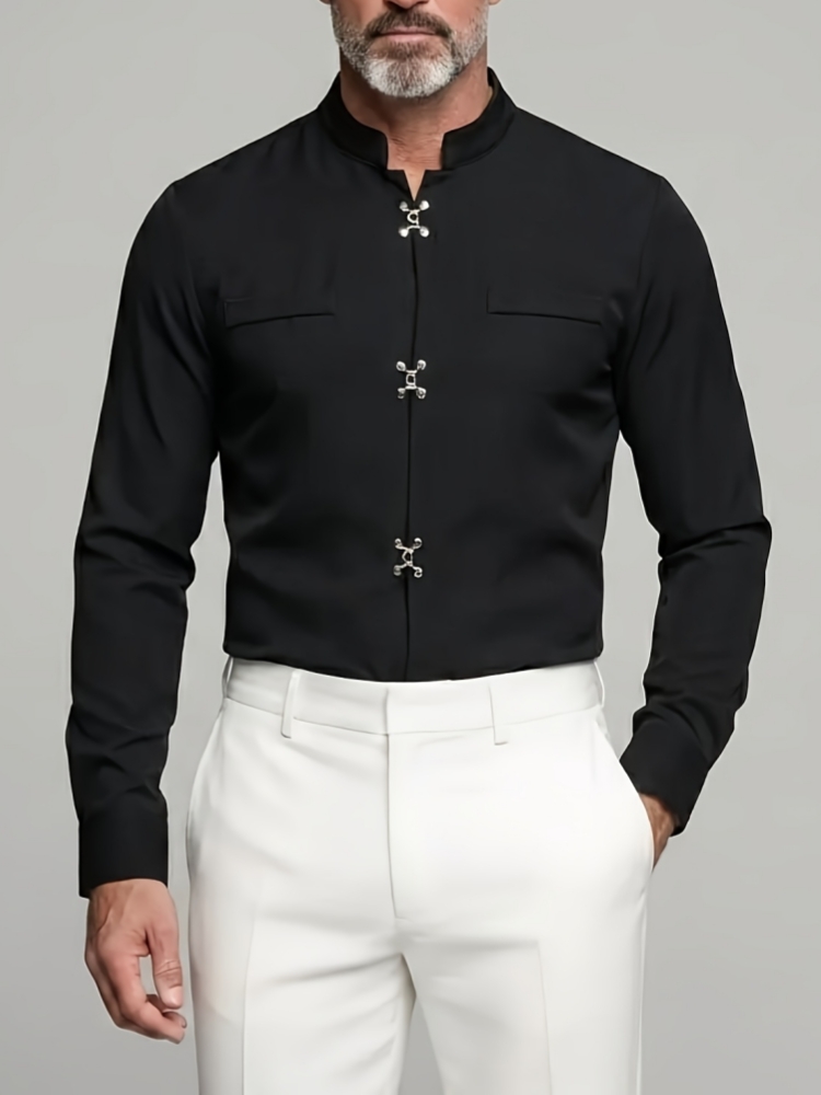 Luxury Men Mandarin Stand Coll - огляд і ціна Mandarin Collar Formal Shirt Slim Fit