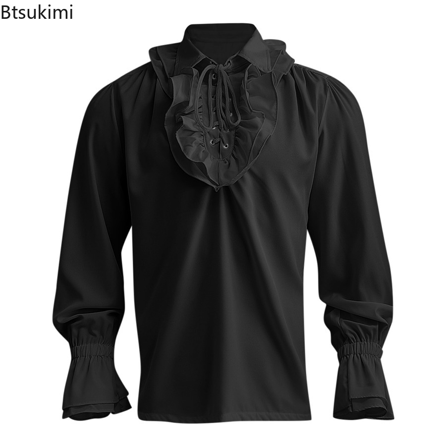 Men's Medieval Renaissance Pir - огляд і ціна Medieval Gothic Lace Up Pirate Shirt
