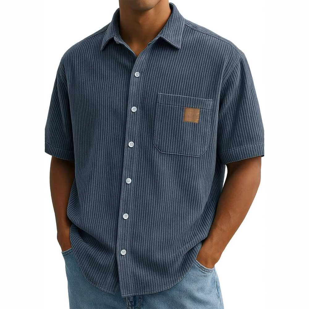 Men's Corduroy Short-Sleeve Sh - огляд і ціна Corduroy Button Up Shirt Men