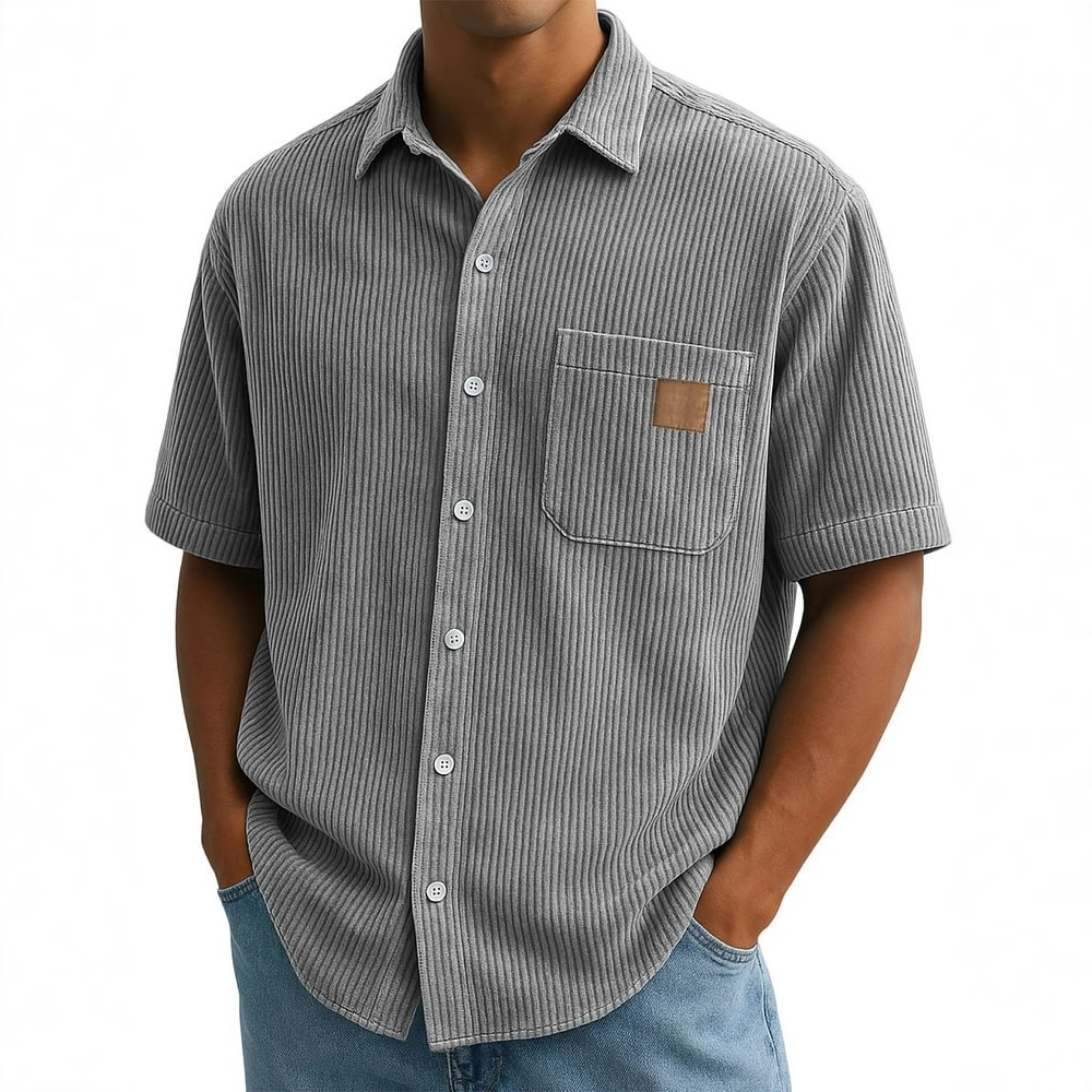 Men's Corduroy Short-Sleeve Sh - огляд і ціна Corduroy Button Up Shirt Men